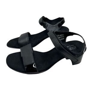 Munro Sandals‎ Size 8.5 Wide Black Open Toe Leather Denise II Block Heel NEW